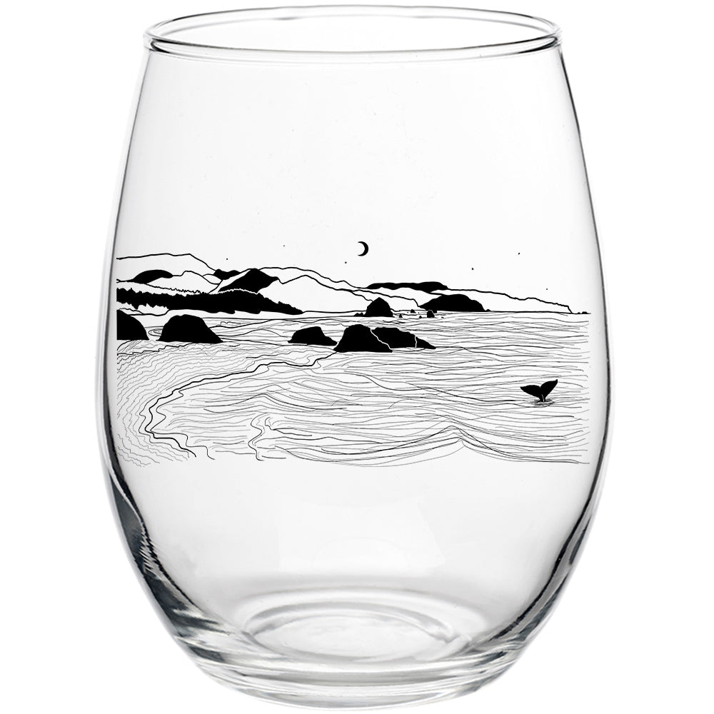 Whale's Tail Ocean 15oz Stemless Wine Glass