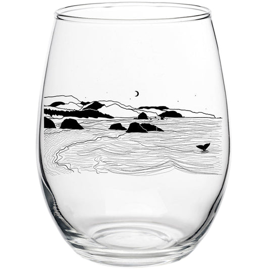 Whale's Tail Ocean 15oz Stemless Wine Glass