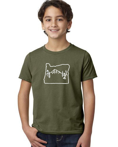 Oregon Map Mt Hood T-Shirt - Toddler & Youth Military Green